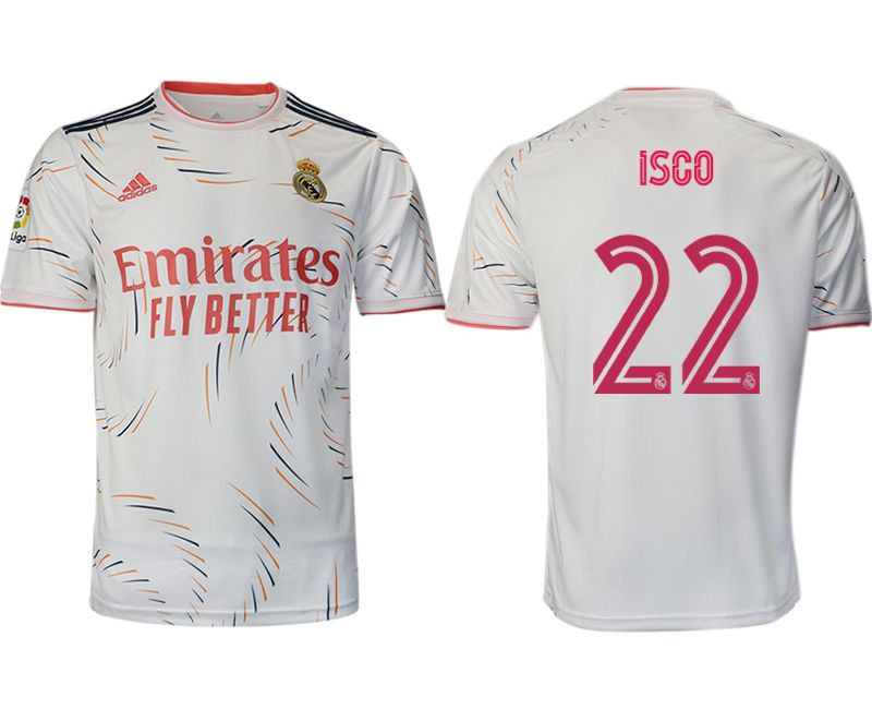 Men 2021-2022 Club Real Madrid home aaa version white #22 Adidas Soccer Jersey